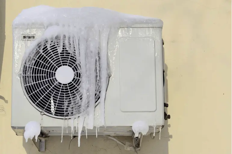 Image of an AC with Ice on Its Surface