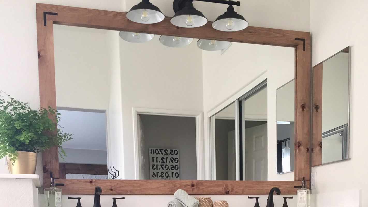 Framed Mirror Installation in Hollywood Park, TX