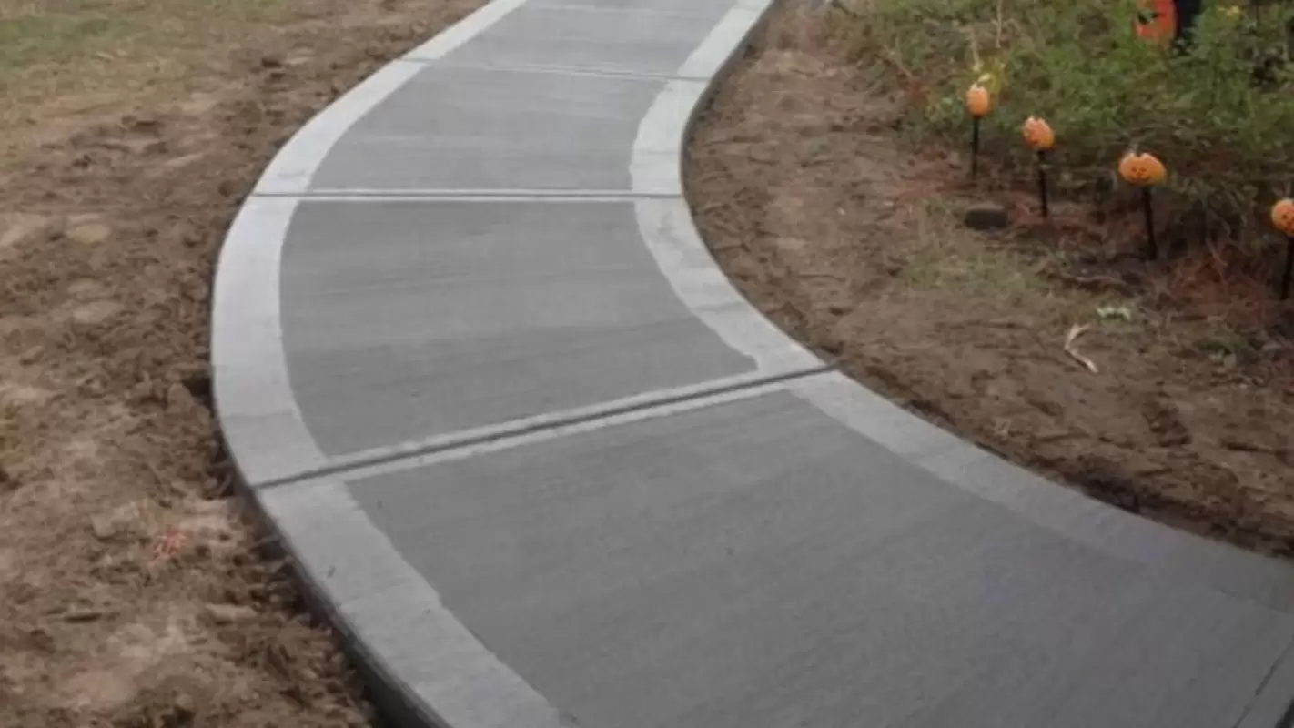 State-of-the-art concrete sidewalks installation work