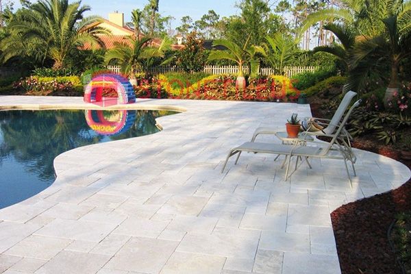 White Travertine Pool Deck St. Petersburg FL